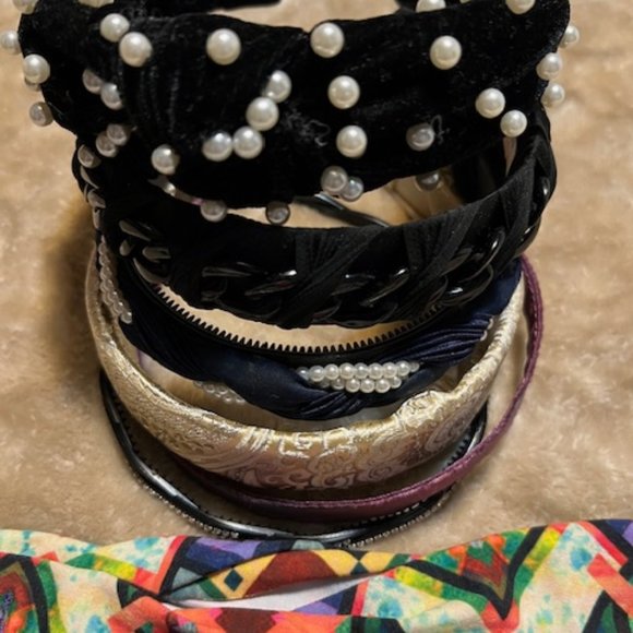 Mix of NWT and Almost New Headbands (8 total) inc. Velvet, Satin, Faux Pearl - Picture 1 of 10